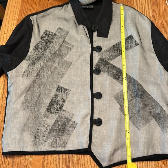 Vintage Alissa Linen Button Down Shirt Cardigan Geometric Asymmetrical Large - Picture 8 of 8